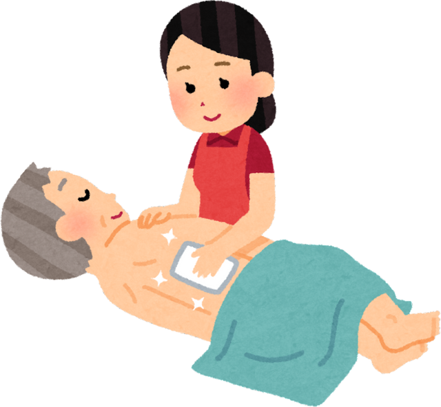 Illustration of a Caregiver Wiping an Elderly Man's Body